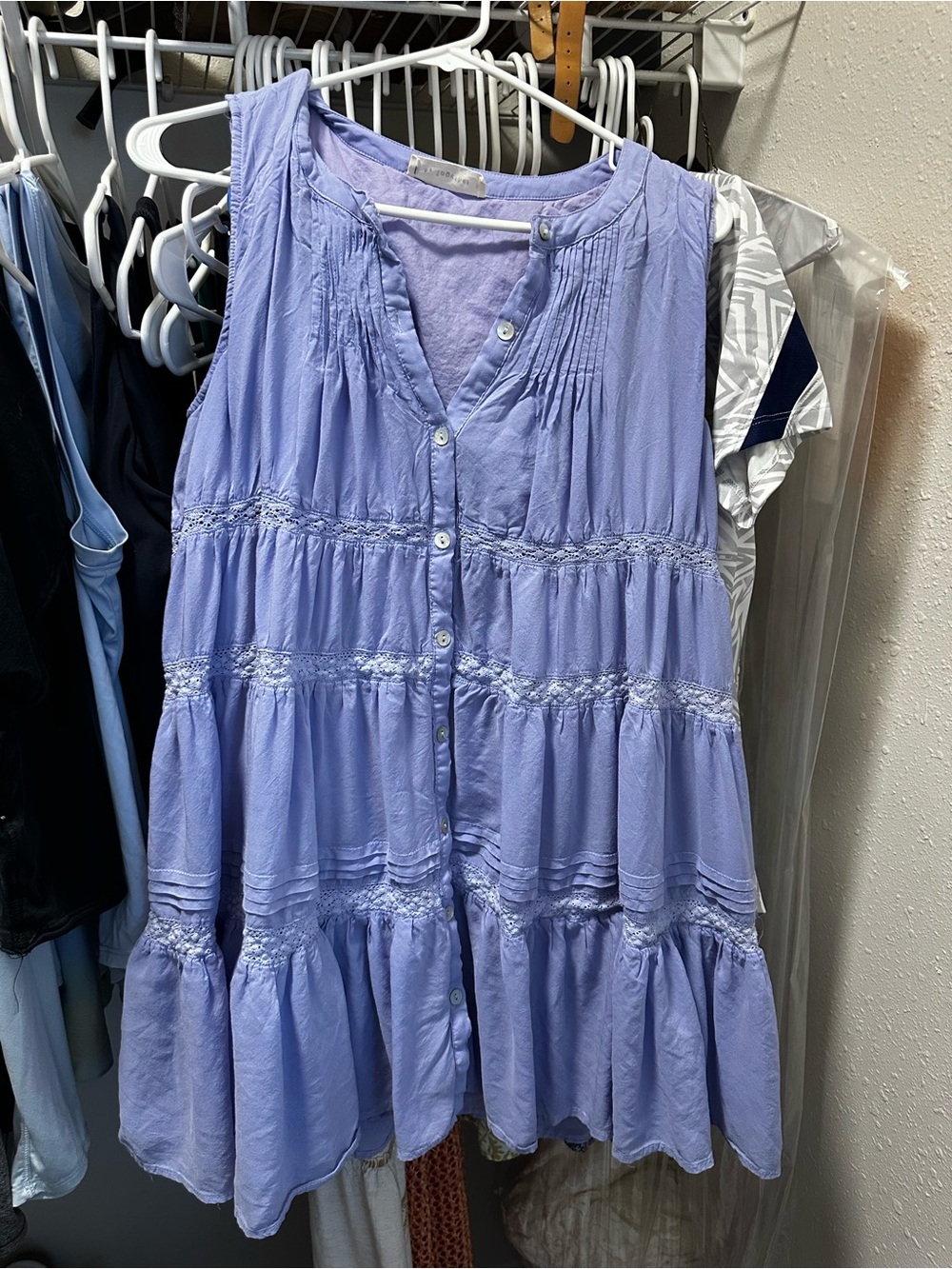 By Together Lavender Button-Front Tiered Dress